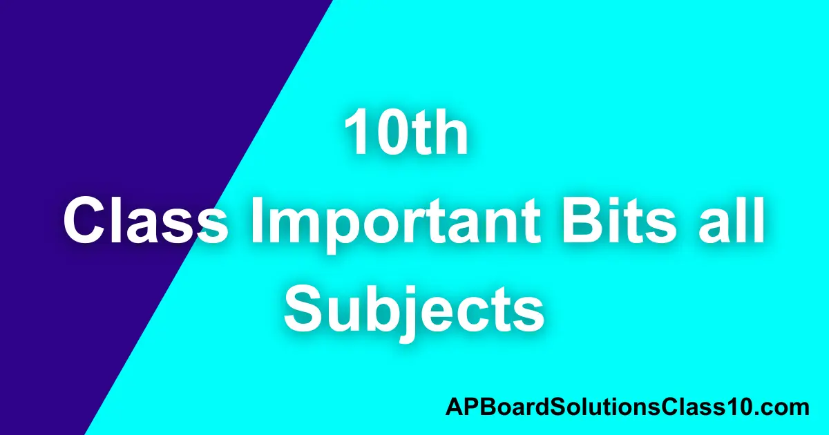 10th Class Important Bits all Subjects