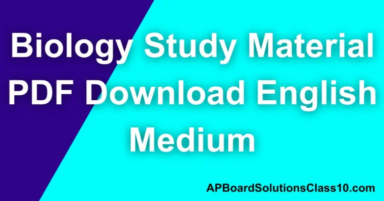 10th Class Biology Study Material PDF Download English Medium