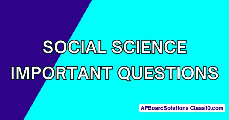 Social Science Important Questions