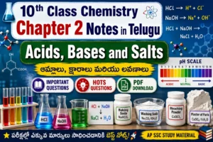 10th Class Chemistry Chapter 2 Notes in Telugu PDF | Acids, Bases and Salts