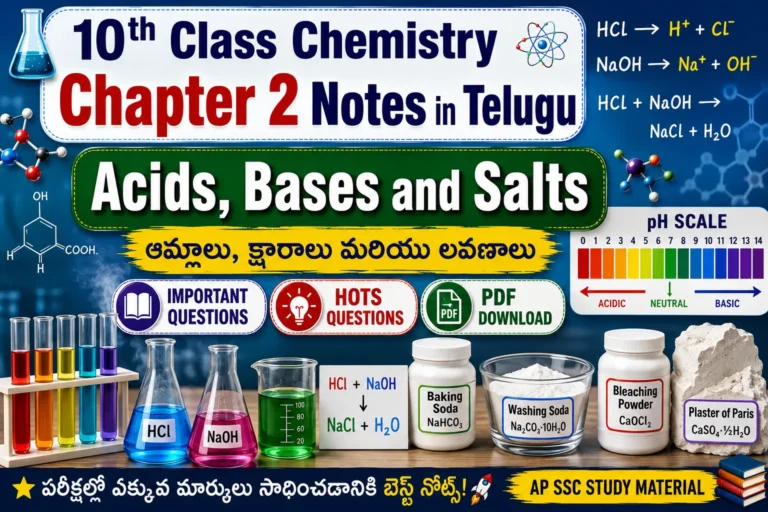 Acids Bases and Salts Notes Telugu PDF for Class 10 Chemistry