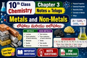 10th Class Chemistry Chapter 3 Notes in Telugu PDF | Metals and Non-Metals