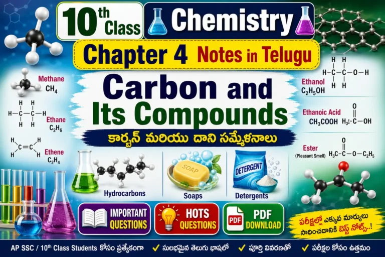 10th Class Chemistry Chapter 4 Notes in Telugu PDF Carbon and Its Compounds Important Questions