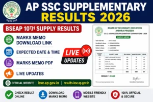 AP SSC Supplementary Results 2026 Hall Ticket Number Wise (LIVE): BSEAP 10th Supply Results & Marks Memo Download