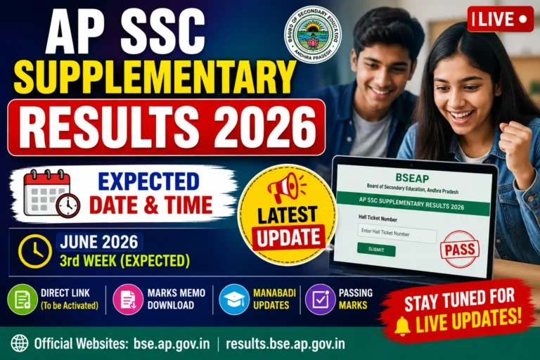 AP SSC Supplementary Results 2026 Date and Time Live Updates Marks Memo Download