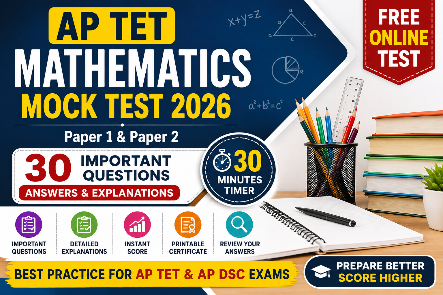 AP TET Maths Mock Test 2026 Free Online Test with 30 Questions