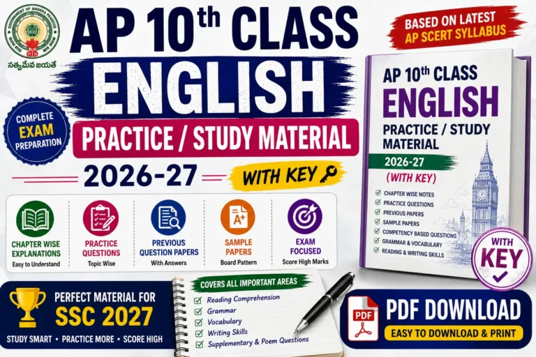 ap 10th class english practice study material 2026 27 with key