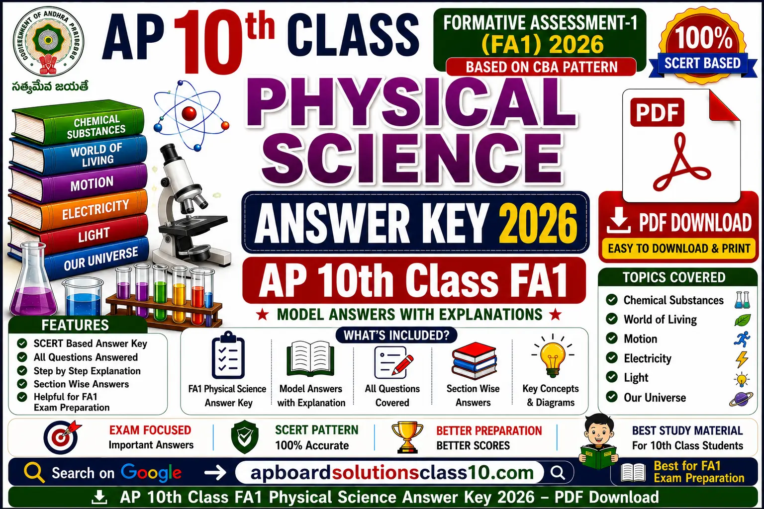 AP 10th Class FA1 Physical Science Answer Key 2026 PDF Download