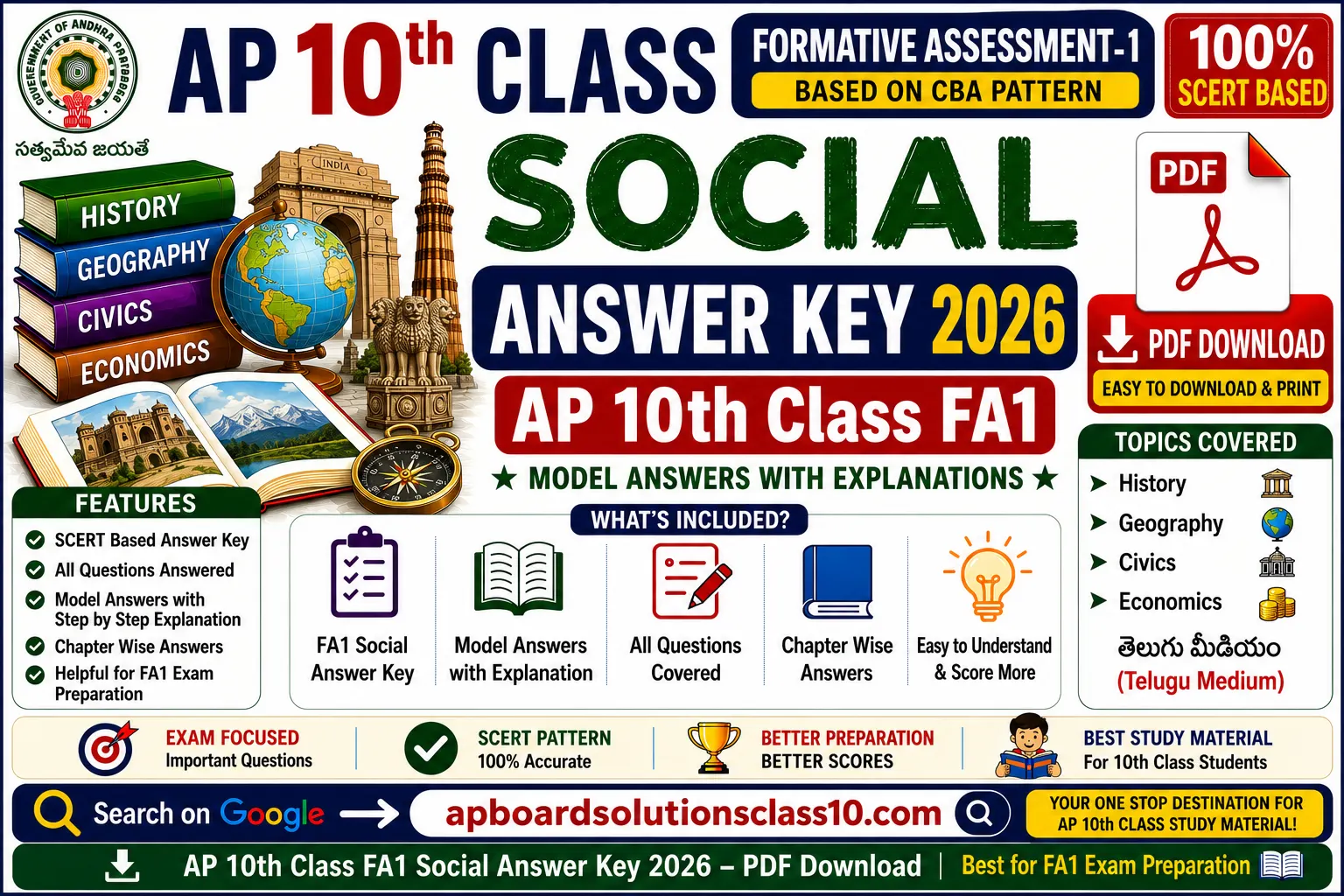 AP 10th Class FA1 Social Answer Key 2026 PDF Download