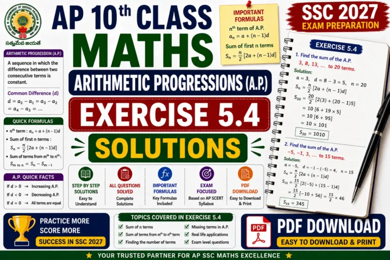 AP 10th Class Maths Arithmetic Progressions Exercise 5.4 Solutions
