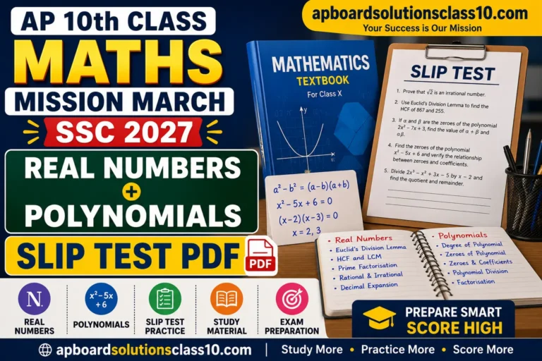 AP 10th Class Maths Mission March SSC 2027 Real Numbers and Polynomials Slip Test PDF