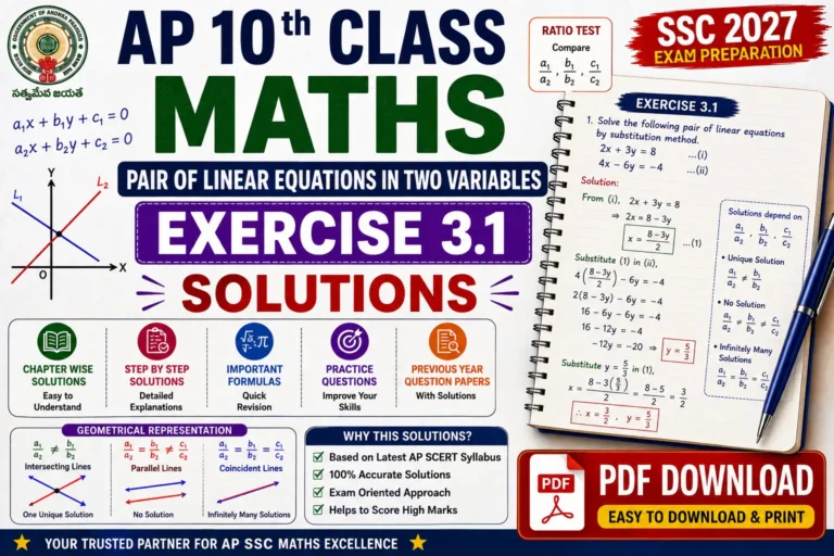 ap 10th class maths pair of linear equations exercise 3 1 solutions