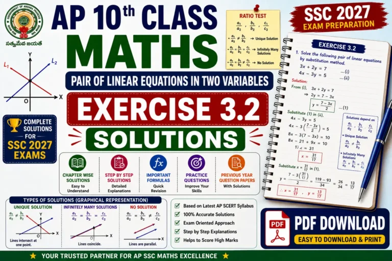 ap 10th class maths pair of linear equations exercise 3 2 solutions