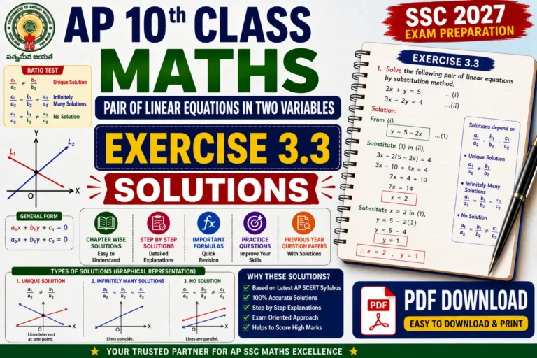 AP 10th Class Maths Pair of Linear Equations Exercise 3.3 Solutions