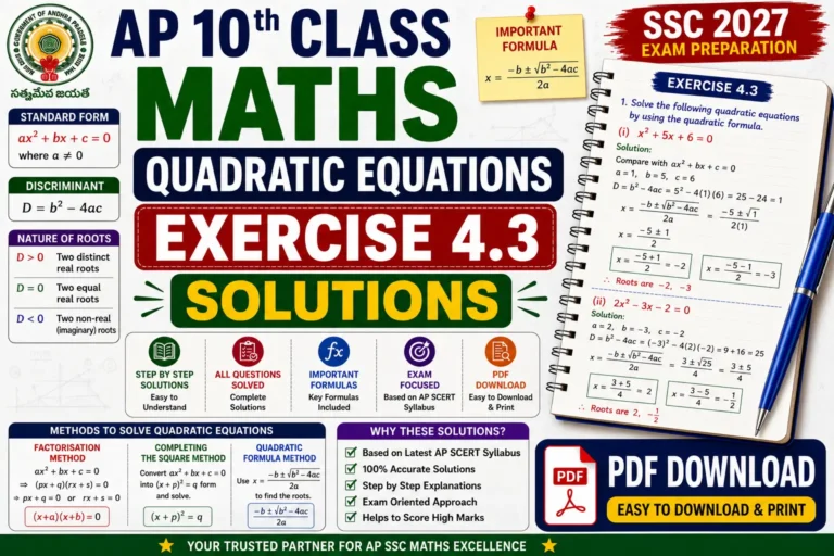 ap 10th class maths quadratic equations exercise 4 3 solutions