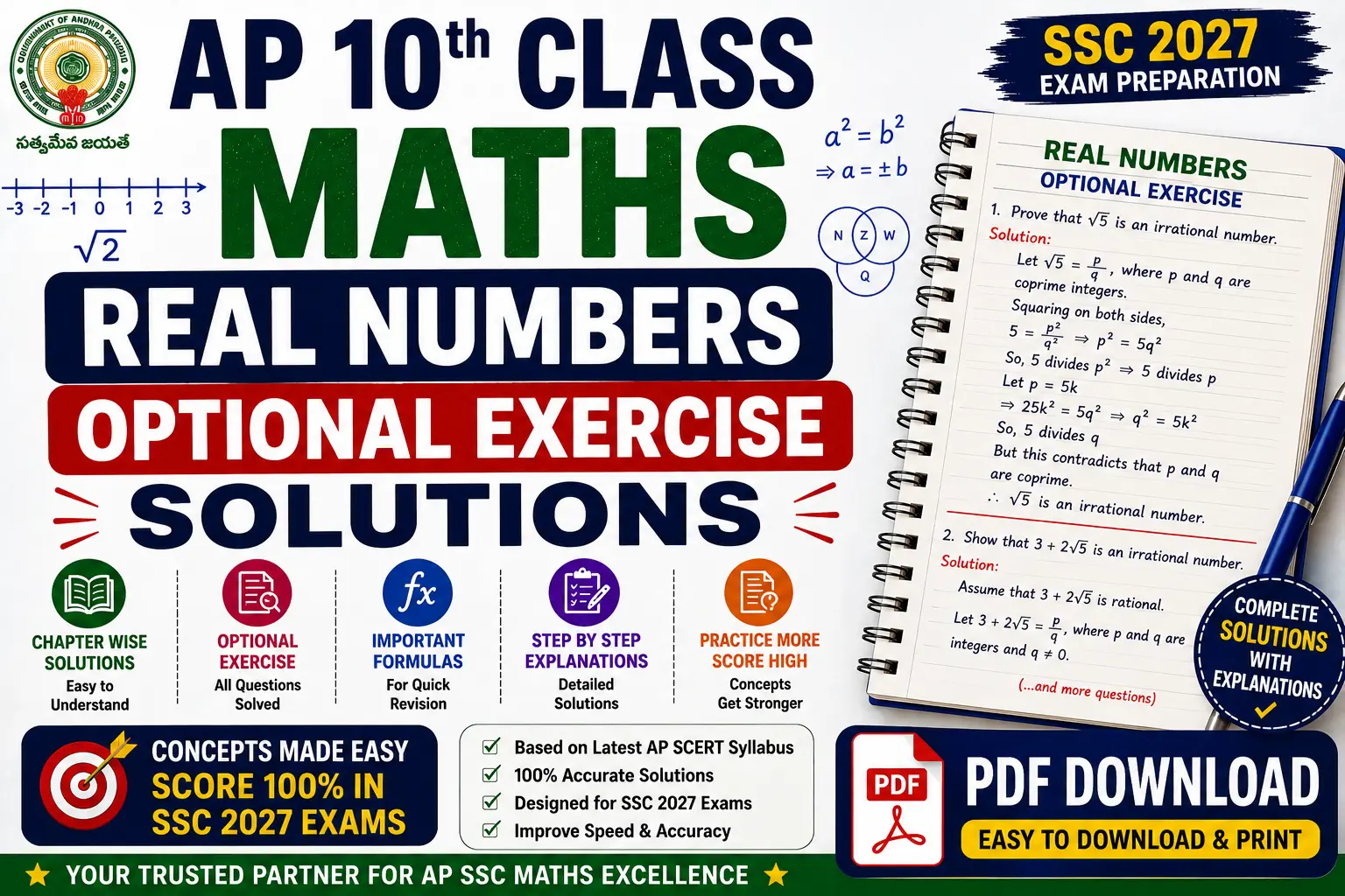 ap 10th class maths real numbers optional exercise solutions