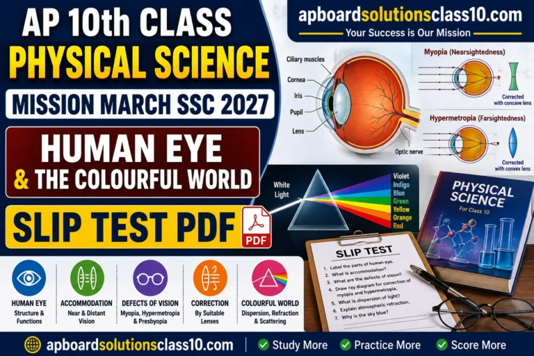 AP 10th Class Physical Science Human Eye Slip Test PDF – Mission March SSC 2027