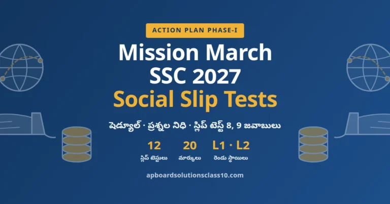 Mission March SSC 2027 Social slip tests Level 1 Level 2 schedule answers AP 10th Class