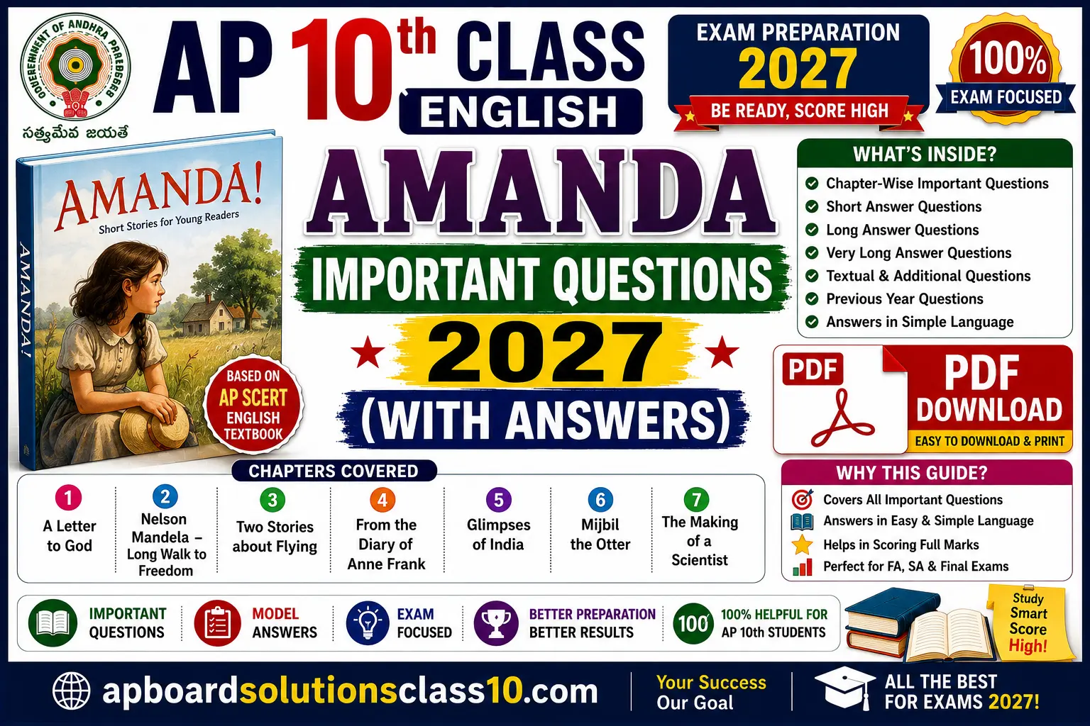 AP 10th Class English Amanda poem important questions 2027 with answers