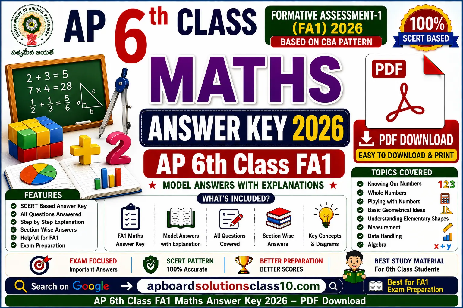 AP 6th Class FA1 Maths Answer Key 2026 PDF Download