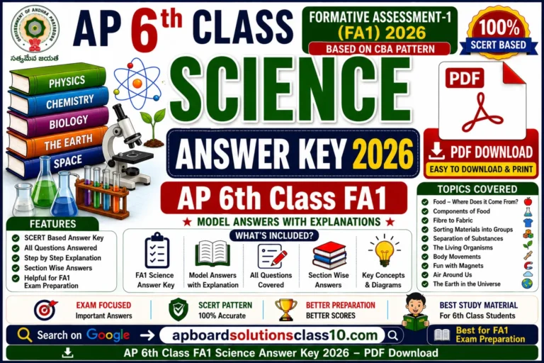AP 6th Class FA1 Science Answer Key 2026 PDF Download