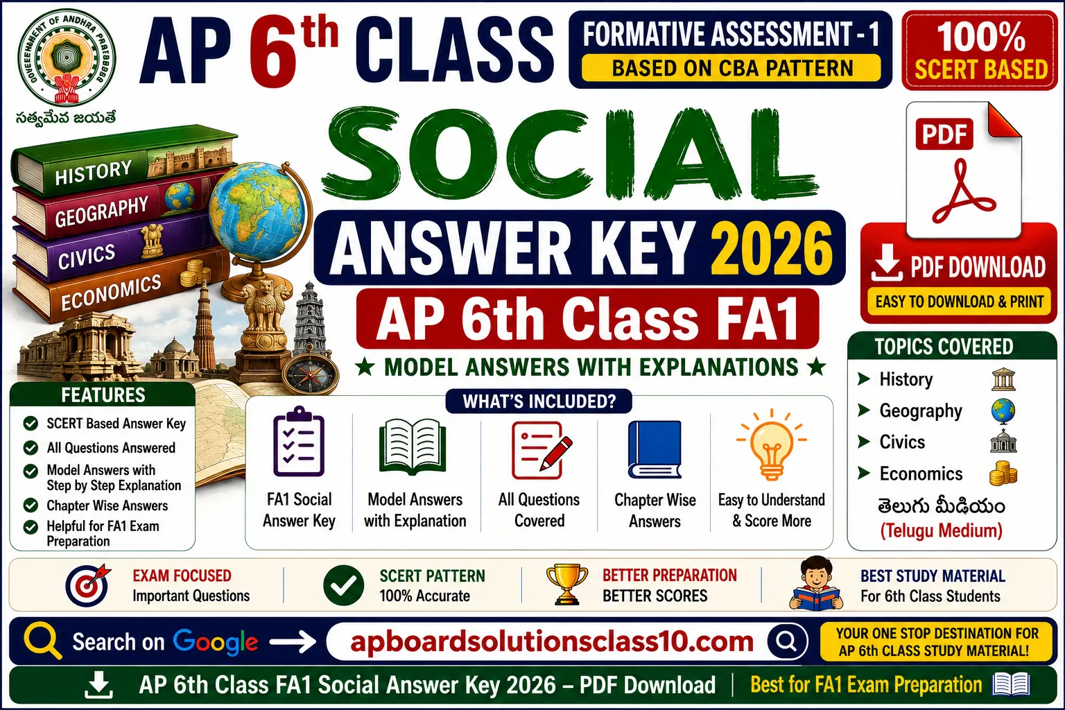 AP 6th Class FA1 Social Answer Key 2026 PDF Download