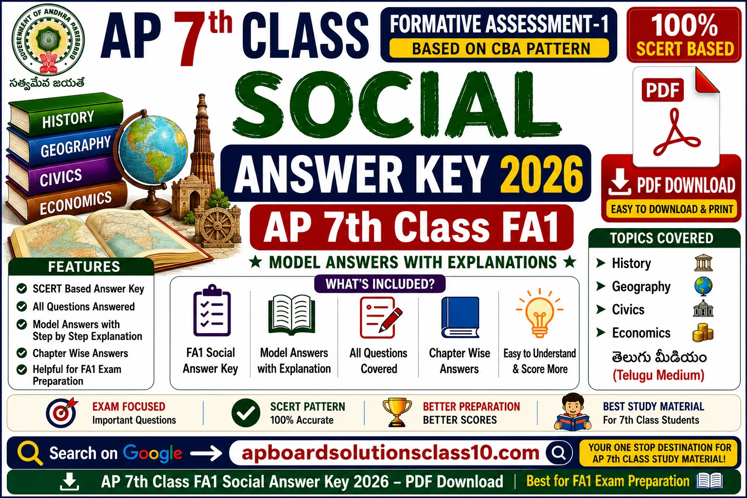 AP 7th Class FA1 Social Answer Key 2026 PDF Download