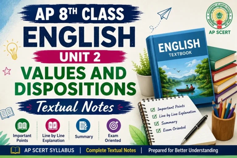 ap 8th class english unit 2 values and dispositions textual notes