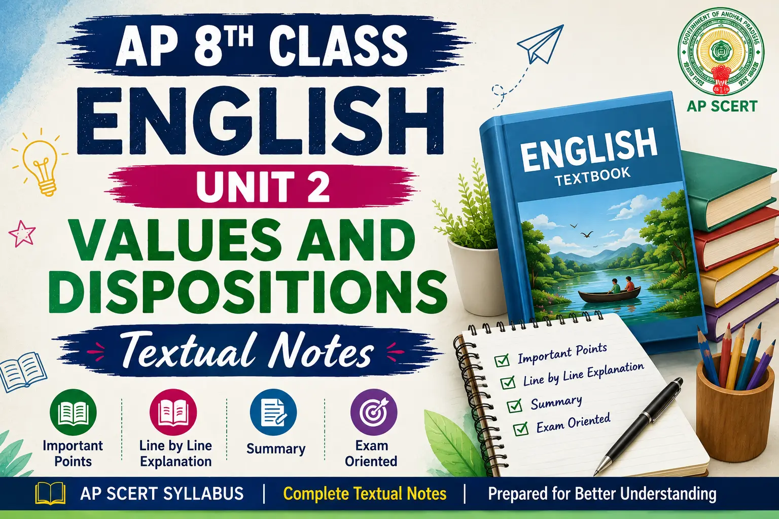 ap 8th class english unit 2 values and dispositions textual notes