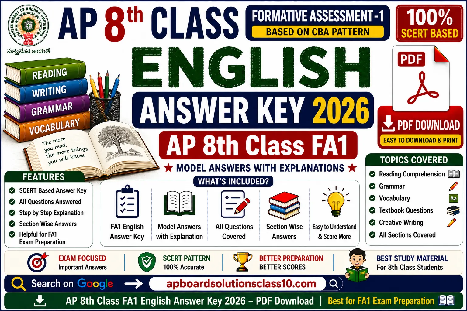AP 8th Class FA1 English Answer Key 2026 PDF Download