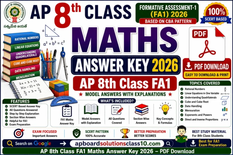 AP 8th Class FA1 Maths Answer Key 2026 PDF Download