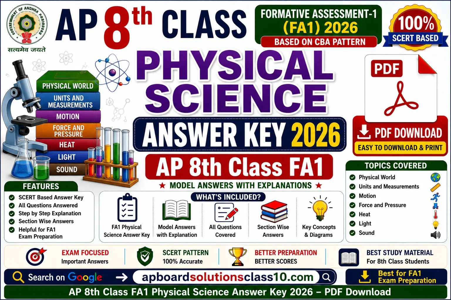 AP 8th Class FA1 Physical Science Answer Key 2026 PDF Download