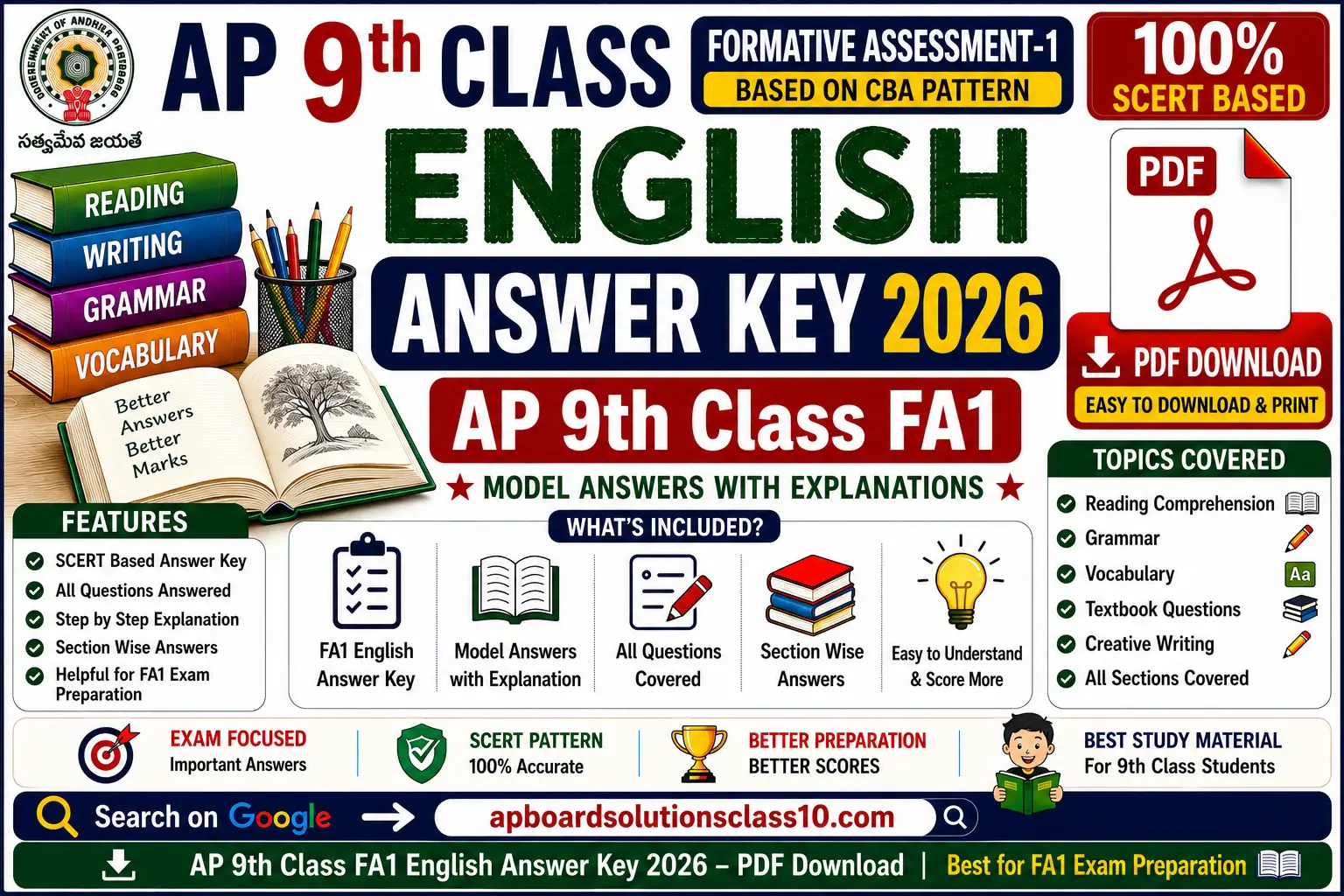 AP 9th Class FA1 English Answer Key 2026 PDF Download