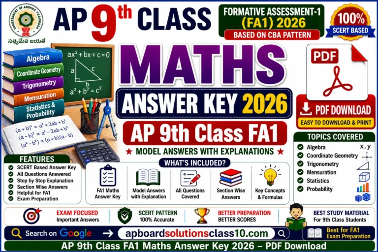 AP 9th Class FA1 Maths Answer Key 2026 PDF Download