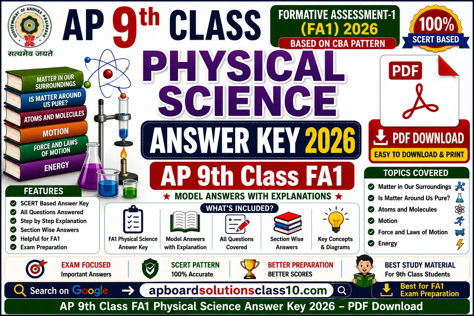 AP 9th Class FA1 Physical Science Answer Key 2026 PDF Download