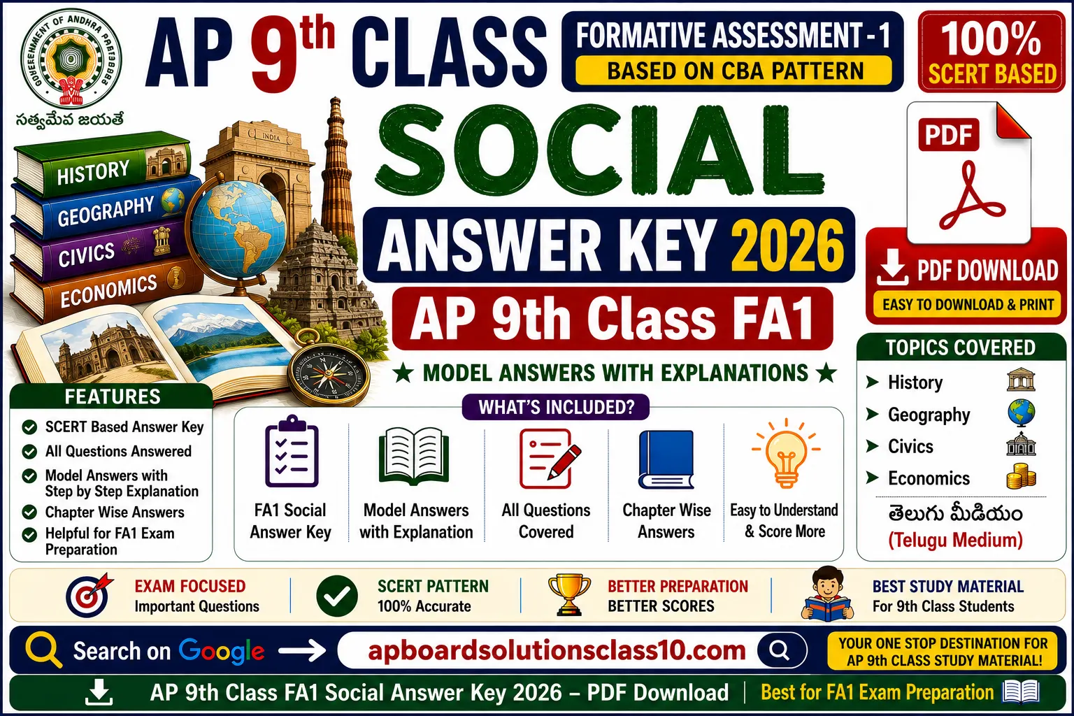 AP 9th Class FA1 Social Answer Key 2026 PDF Download
