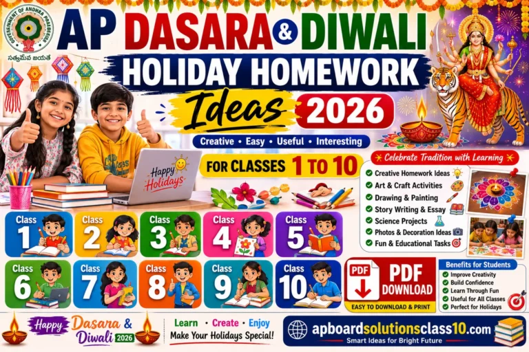 AP Dasara Diwali Holiday Homework 2026 Class 1 to 10