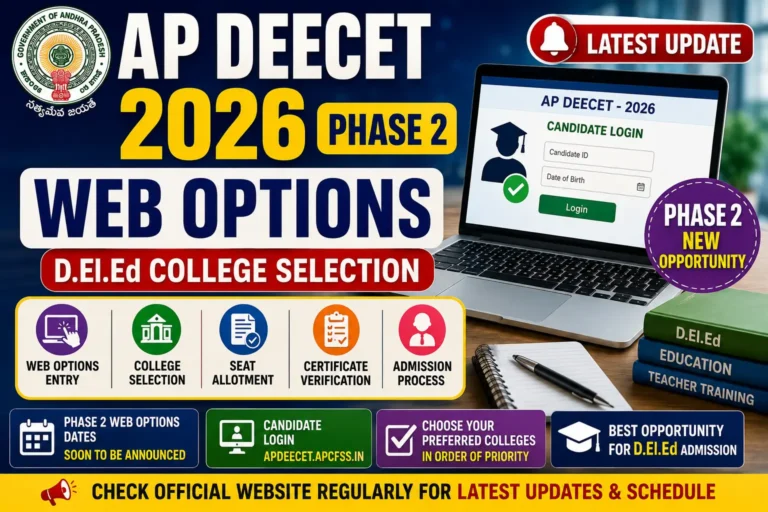 AP DEECET 2026 Phase 2 Web Options for D.El.Ed College Selection