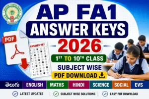 AP FA1 Answer Keys 2026 PDF Download (1st to 10th Class) Subject Wise Solutions