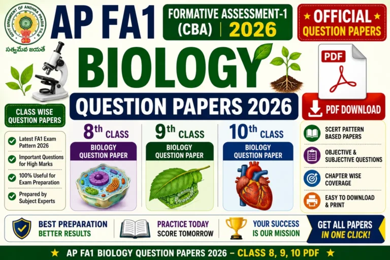 AP FA1 Biology Question Papers 2026 Class 8 9 10 PDF
