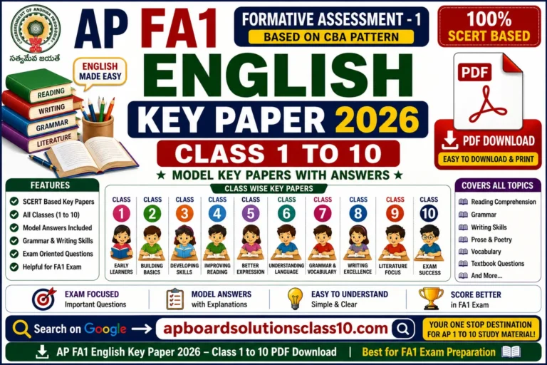AP FA1 English Key Paper 2026 Class 1 to 10 PDF Download