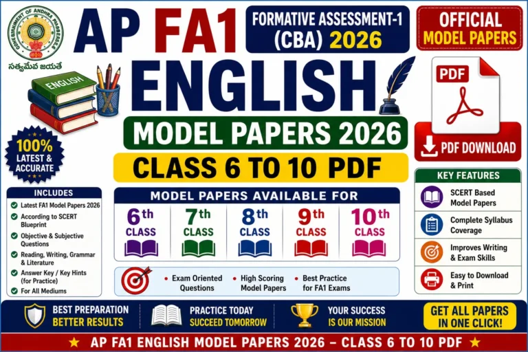 AP FA1 English Model Papers 2026 Class 6 to 10 PDF