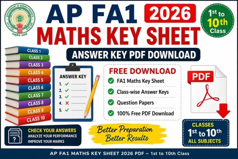 AP FA1 Maths Key Sheet 2026 PDF Download for 1st to 10th Class