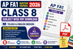 AP FA1 Question Papers 2026 Class 8 PDF – Subject Wise Download