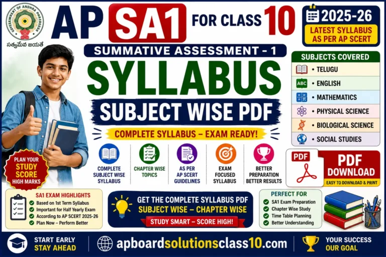 AP SA1 Syllabus for Class 10 2025-26 subject wise PDF
