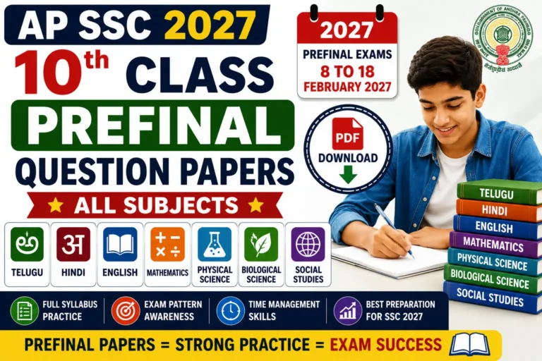 AP SSC 10th Class Prefinal Question Papers 2027 PDF