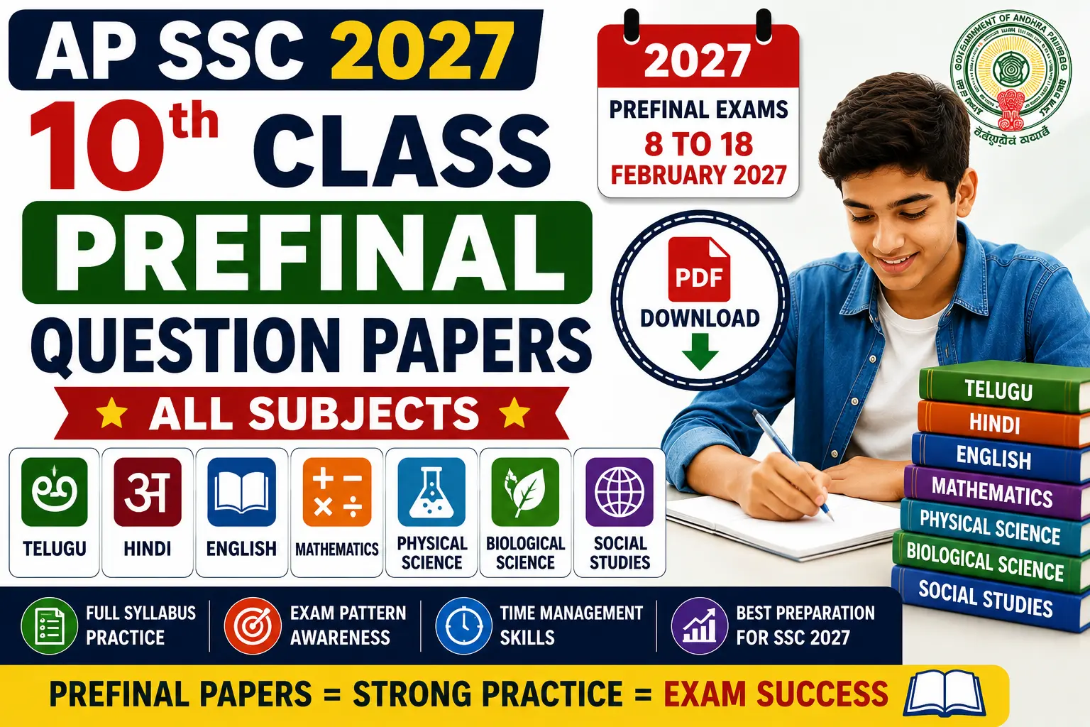 AP SSC 10th Class Prefinal Question Papers 2027 PDF