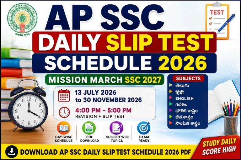 AP SSC Daily Slip Test Schedule 2026 PDF Mission March SSC 2027