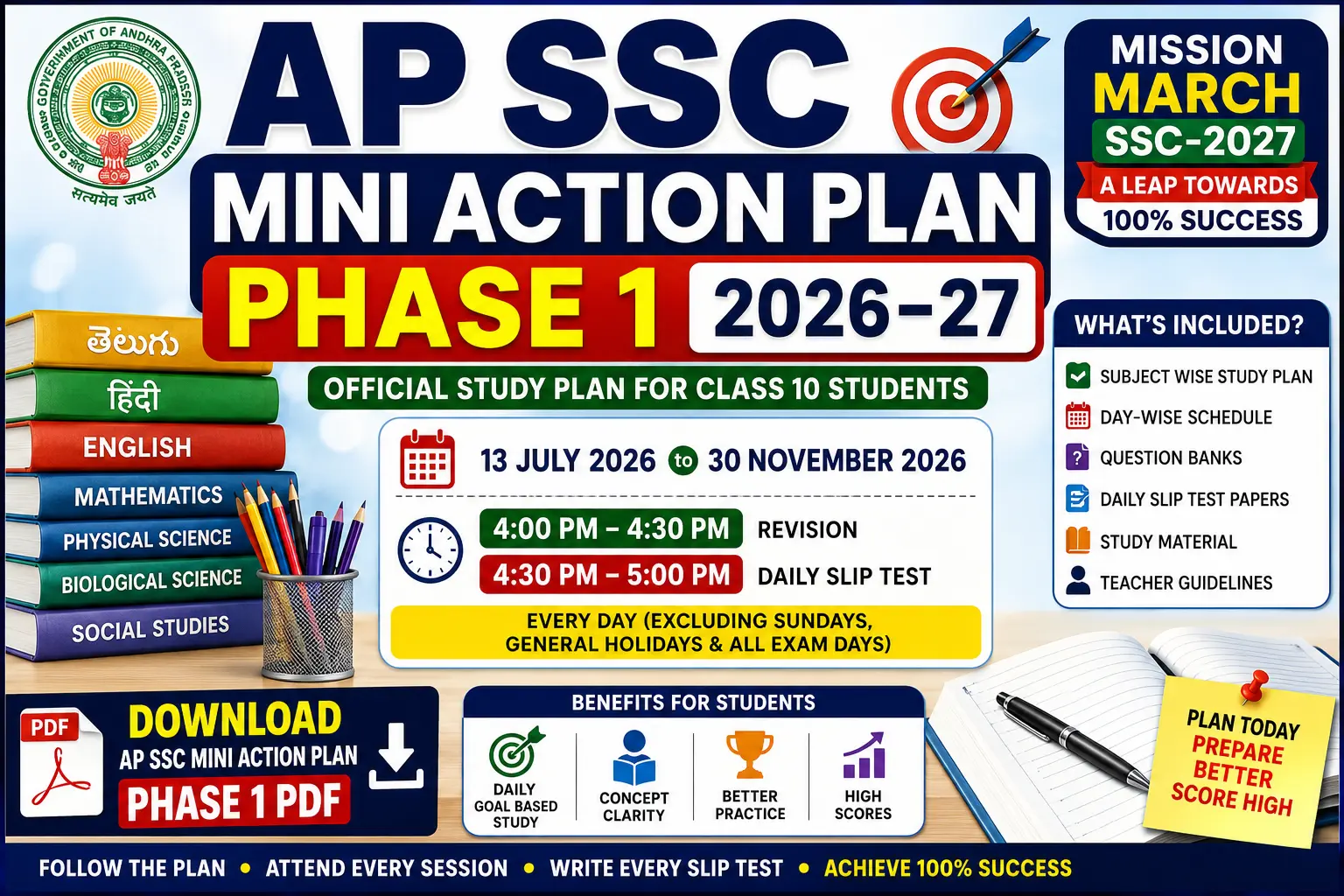 AP SSC Mini Action Plan Phase 1 PDF Download 2026–27 Official Mission March SSC 2027 Study Plan