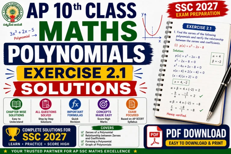 AP 10th Class Maths Polynomials Exercise 2.1 Solutions